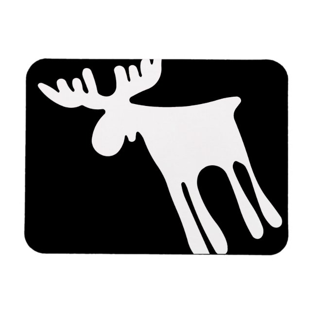 Älg / Moose, vit Magnet (Horisontell)