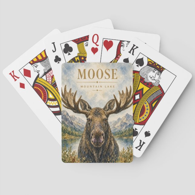 Älg Mountain Lake Wildlife Casinokort (Baksidan)