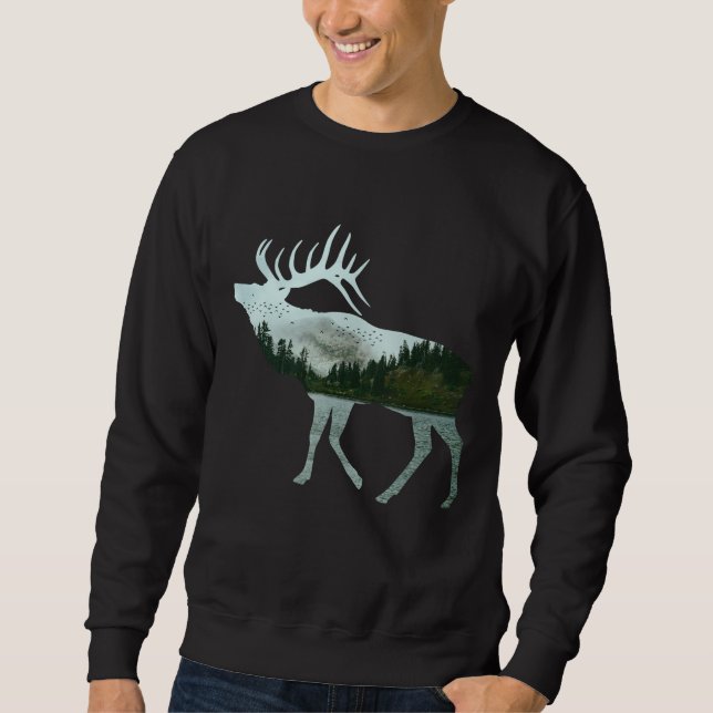 ÄLG NATUR LANDSKAP NATURBILD LÅNG ÄRMAD TRÖJA (Framsida)
