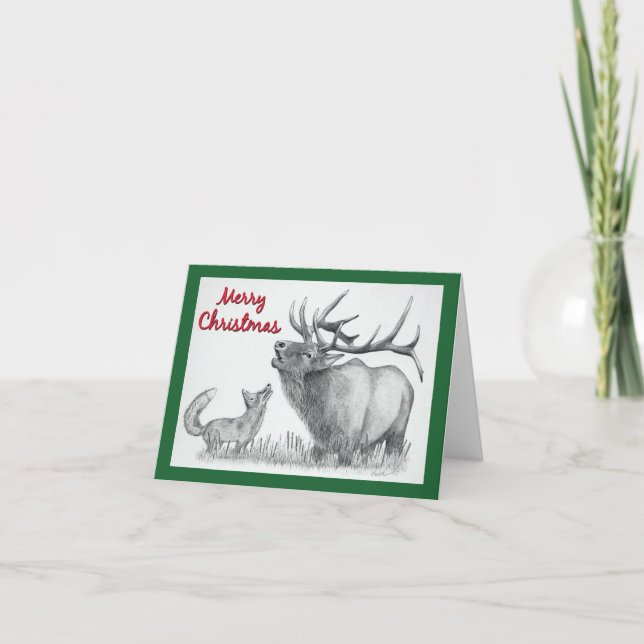 Älg och Räv - God Jul Helgkort (Framsida)