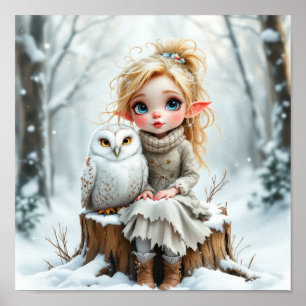Älg och snöuggla poster