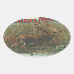 Älg Ovalt Klistermärke