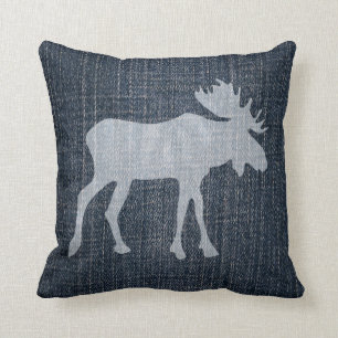 Älg på Denim Kudde
