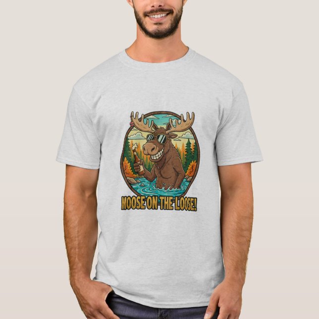 Älg på Löpande T Shirt (Framsida)