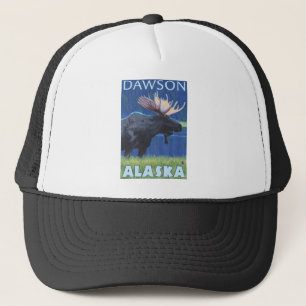 Älg på natten - Dawson, Alaska Truckerkeps