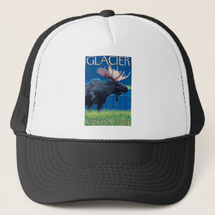 Älg på natten - glaciärnationalpark, MT Truckerkeps