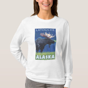 Älg på natten - Latouche, Alaska T Shirt