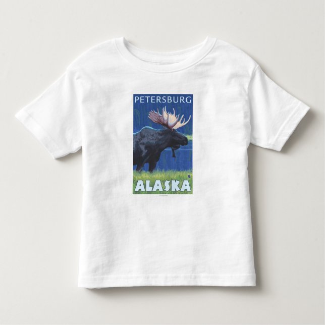 Älg på natten - Petersburg, Alaska Tee (Framsida)