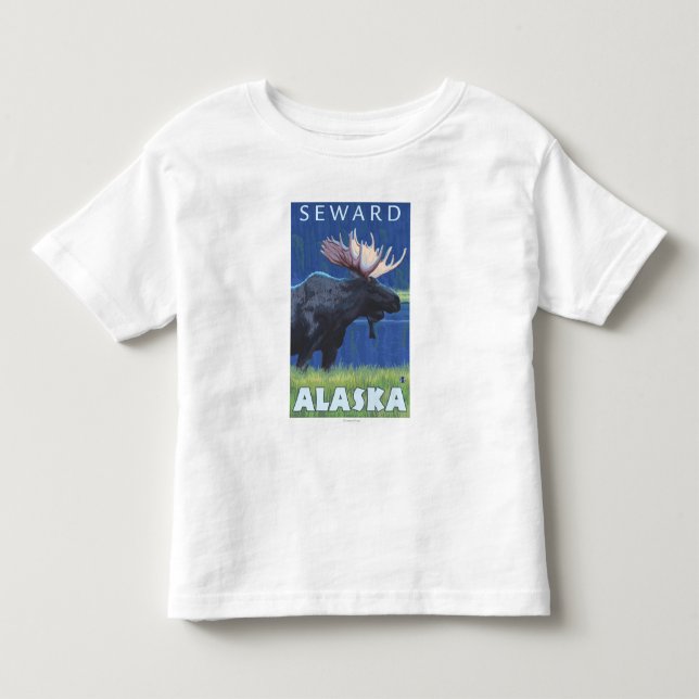 Älg på natten - Seward, Alaska T-shirt (Framsida)