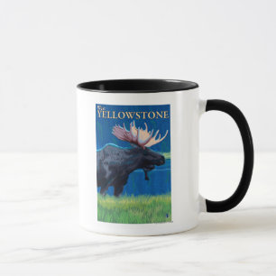 Älg på natten - västra Yellowstone, Montana Mugg