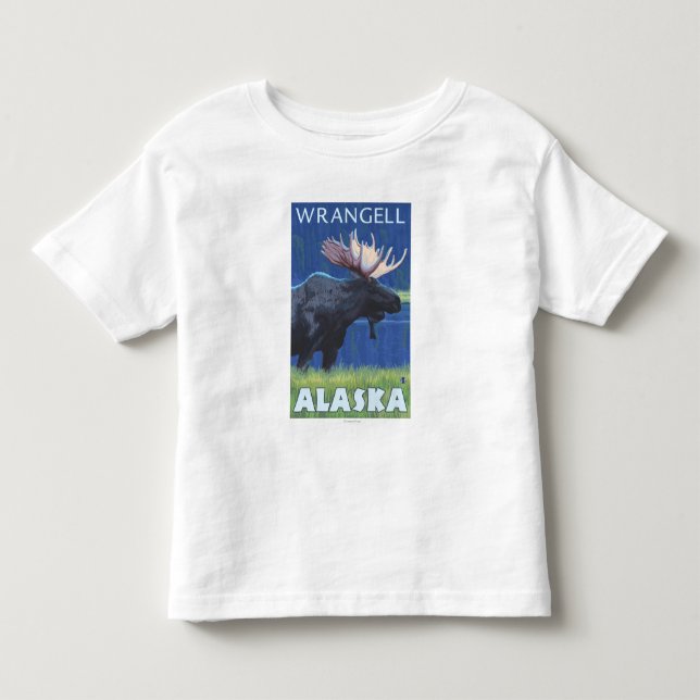 Älg på natten - Wrangell, Alaska T Shirt (Framsida)