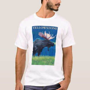 Älg på natten - Yellowstone nationalpark T-shirt