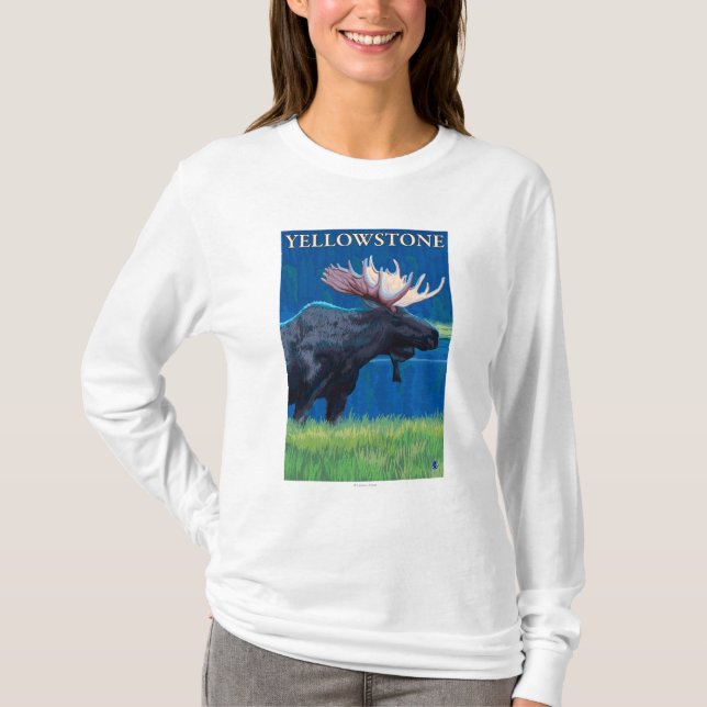 Älg på natten - Yellowstone nationalpark T-shirt (Framsida)