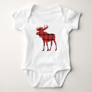 Älg Röd Karo Rutigt Mönster Jul Högtid T-shirt