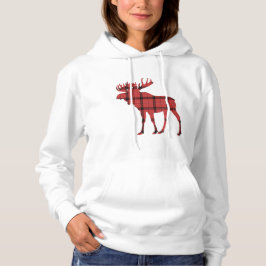 Älg Röd och Svart Rutig Tartan Vintermönster Tröja
