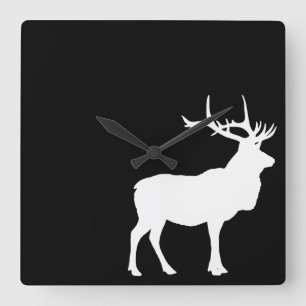 Älg Siluett Fyrkantig Klocka