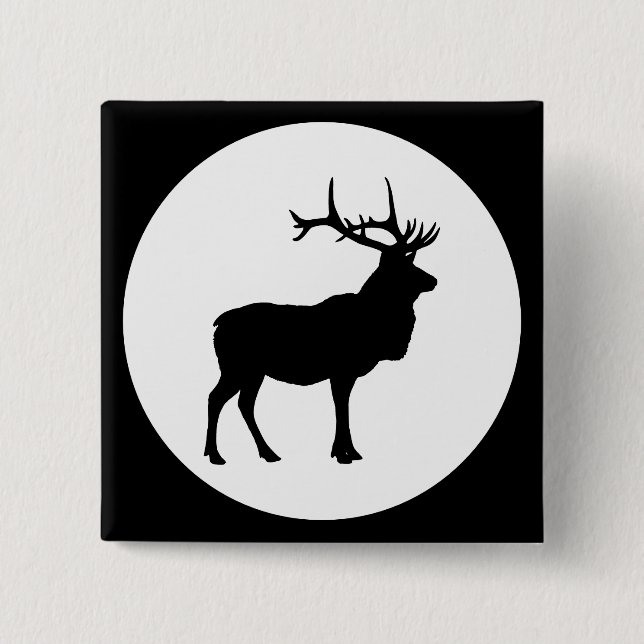 Älg Siluett Knapp (Framsida)