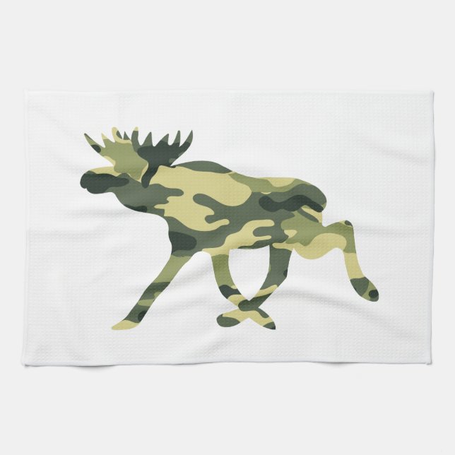 Älg Skogslandskap Kamouflage / Kamouflagemönster Kökshandduk (Horisontell)