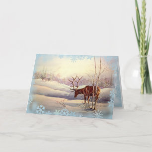 ÄLG & SNÖFLINGOR av SHARON SHARPE Helgkort