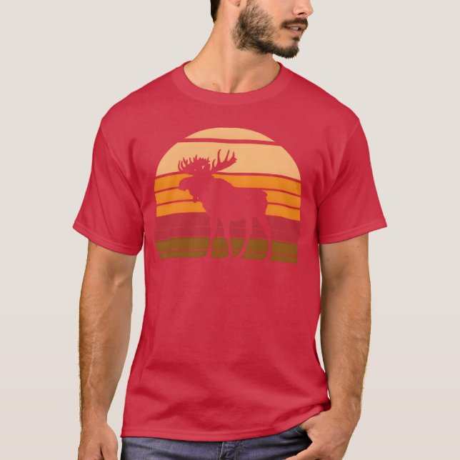 Älg Solnedgång Djur rolig T Shirt (Framsida)