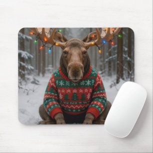 Älg som bär ful jultröja musmatta