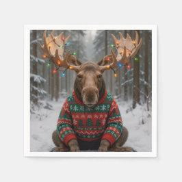 Älg som bär ful jultröja pappersservett