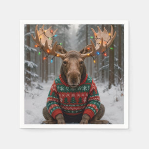 Älg som bär ful jultröja pappersservett
