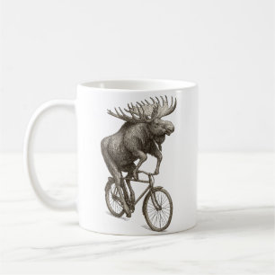 Älg som kör cykel Vintage-djurskonstälskare Kaffemugg