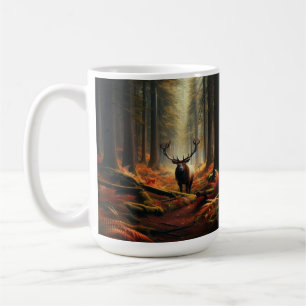 Älg Stående i en Levande Höstskog Kaffemugg
