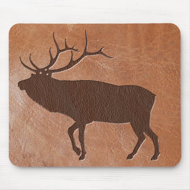 Älg utföra i relief läder musmatta (Framsidan)