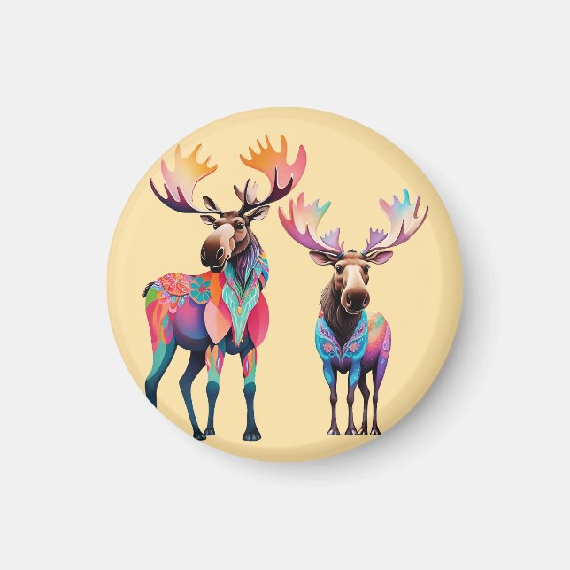 Älg väntar på att gå med i en flock magnet (Framsidan)