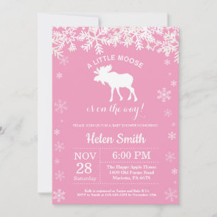 Älg Vinter Flicka Baby Shower Snöflinga Inbjudningar