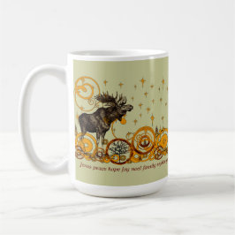 Älg Virvlar Stjärnor Måne Fred Glädje Ho Ho Ho Ste Kaffemugg