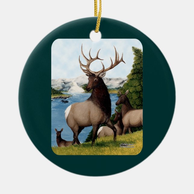 Älg Wapiti Julgransprydnad Keramik (Framsidan)