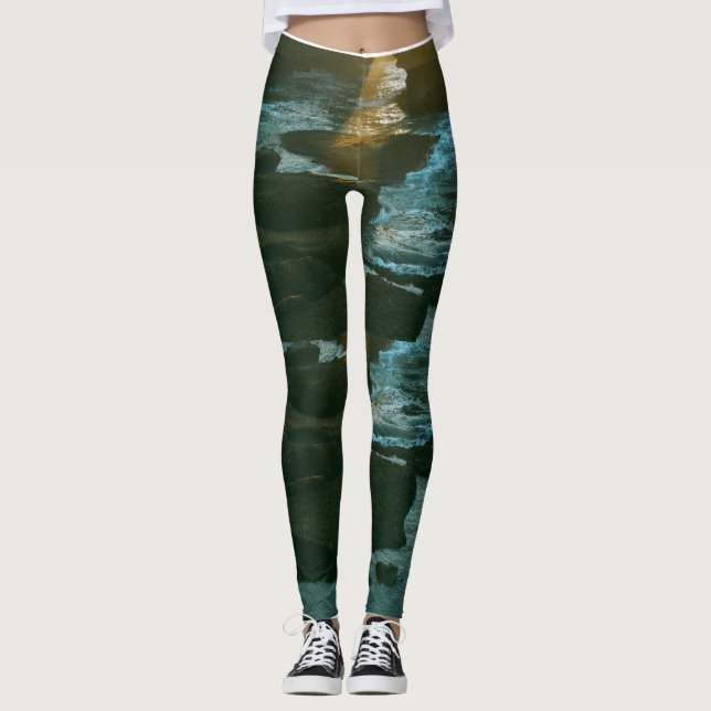 "Algae Grönt High Waist Leggings - Snyggt and Sus (Framsida)