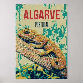 Algarve Chameleon illustration Portugal vintage Poster