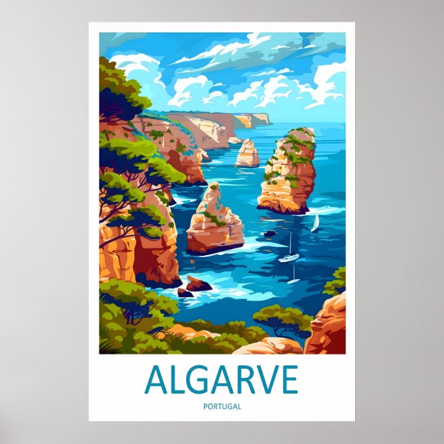 Algarve Nationell Affisch Resa Park Skidåkning Vin (Framsidan)