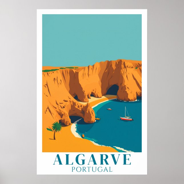 Algarve Portugal Beach Vintage Travel Art Poster (Framsidan)
