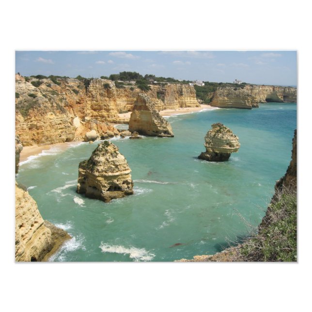 Algarve, Portugal, Benagil-stranden och klippor Fototryck (Framsidan)