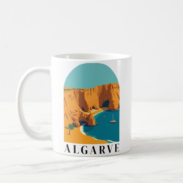 Algarve, Portugal European Retro Art Kaffemugg (Vänster)