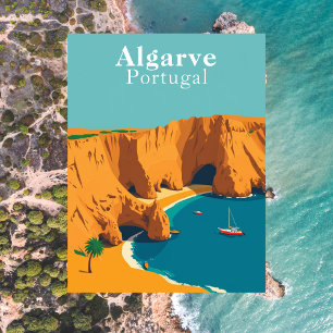Algarve, Portugal Europeisk Retrokonst Vykort