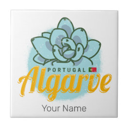 Algarve Portugal Flower Succulent Vintage Souvenir Kakelplatta
