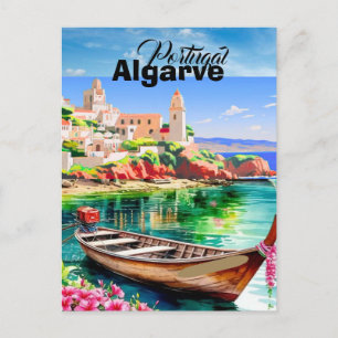Algarve Portugal Resa vykort konst, Portugal Tra