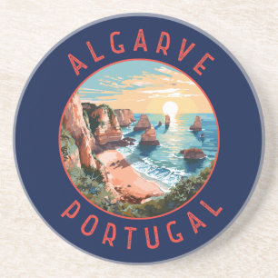 Algarve Portugal Retro Distress Circle Underlägg