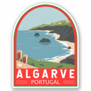 Algarve Portugal Retro Travel Art Vintage Klistermärken