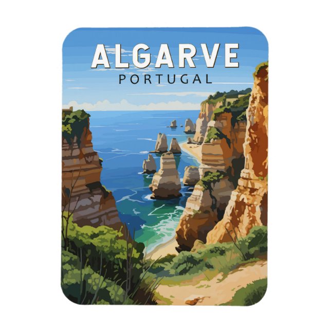 Algarve Portugal Travel Art Vintage Magnet (Vertikal)