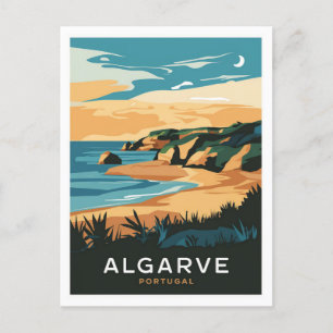 Algarve Portugal Travel Retro Vykort