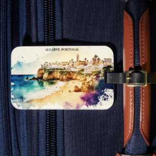 Algarve Portugal Watercolor Travel Bagagebricka