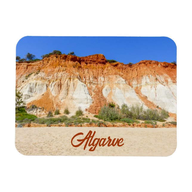 Algarve Praia da Falesia Beach i Portugal Magnet (Horisontell)