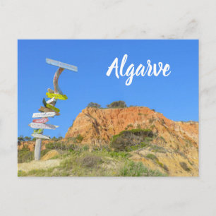 Algarve Sten och Signpost Portugal Vykort
